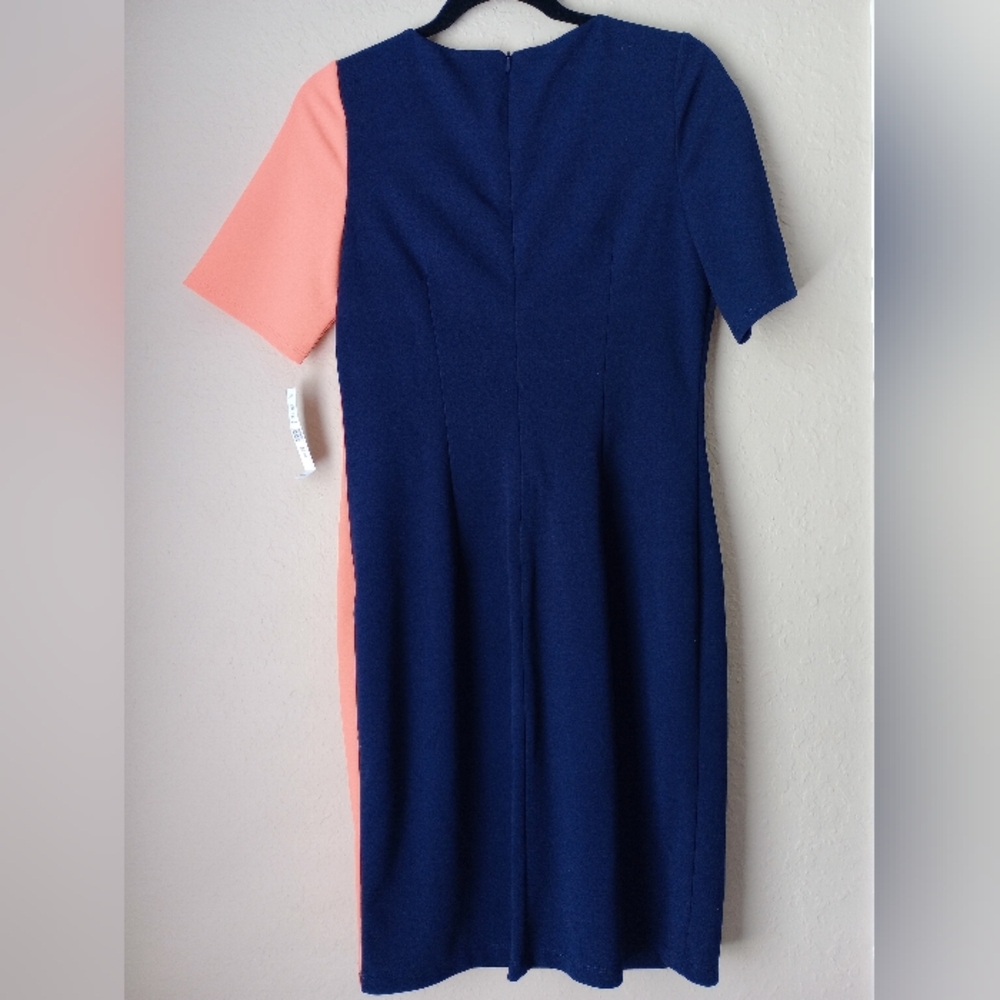 Glamour Navy Blue and Peach Color Sheath Mini Dress Size 10 - Picture 5 of 8
